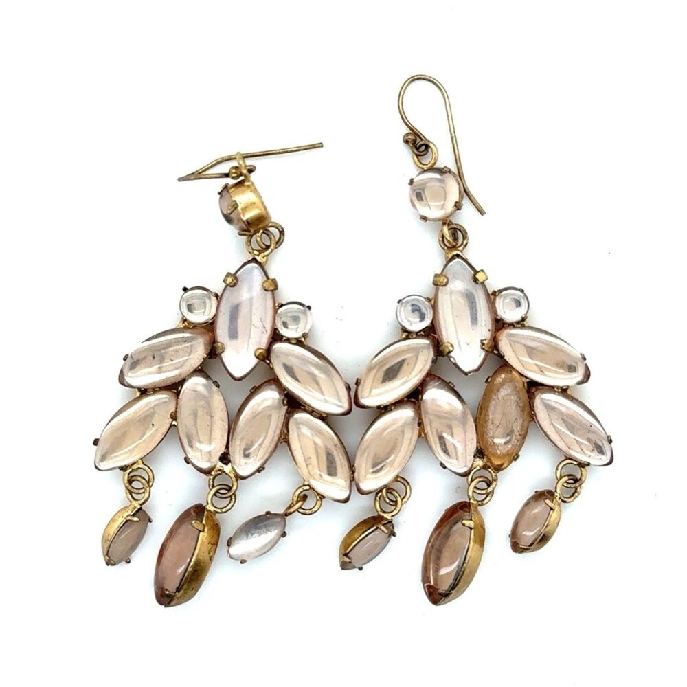 Brown Multistones‎ Chandelier Earrings